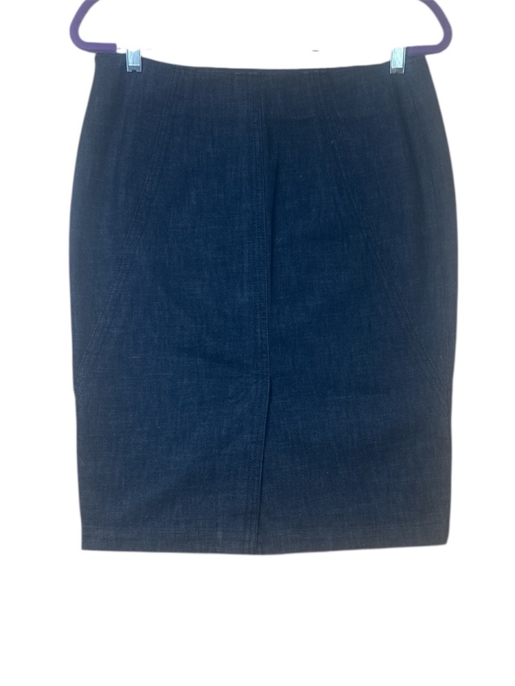 Cerutti 1881 Womens 8 Skirt Dark Denim Pencil Side Zipper Rear Slit Sophisticate